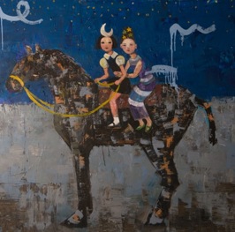 Sisters of Moon and Stars, 2013, oil on canvas, 102 x 102 cm