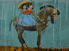 Ride in the rain, 2012, oil on canvas, 102 x 76 cm (Sold)