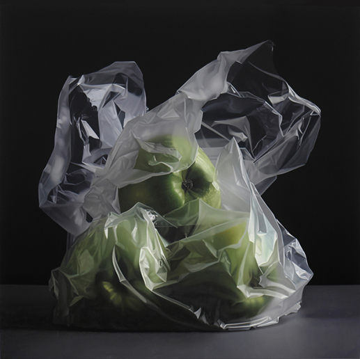 Untitled (Green Apples), oil on canvas, 130 x 130 cm.