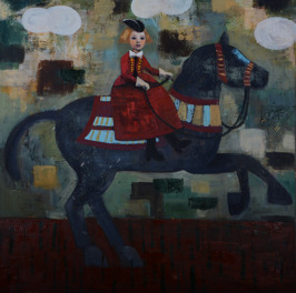 Utopian Jump, oil on canvas, 102 x 102 cm, 2015