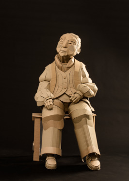 Shaoxing Woman Seated, life-sized, cardboard and glue, 2013, SOLD