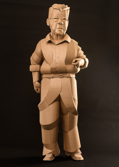 Shaoxing Man Smoking, life-sized, cardboard and glue, 2014, SOLD
