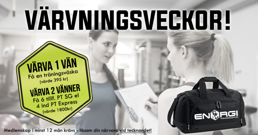 Värva vänner - träna gratis ett helt år! Värva vänner - träna gratis ett helt år!