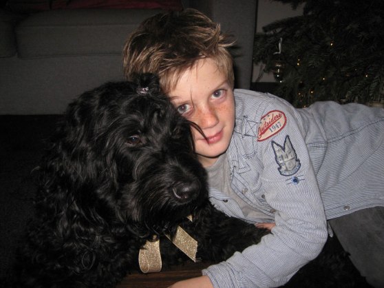 Birthday hug - Bas, Yatzies Dutch mini dad, turned 10 years at midnight!  Hurray!