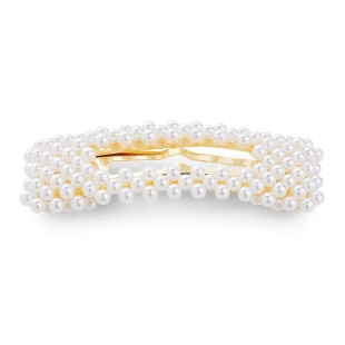 PÄRLHÅRSPÄNNE ivory/guld