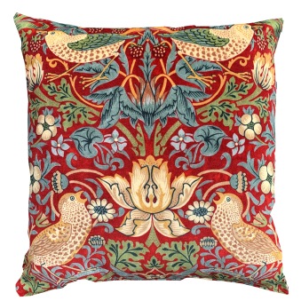 Kudde William Morris - Strawberry Thief Röd Velvet - Kudde William Morris - Strawberry Thief Röd Velvet