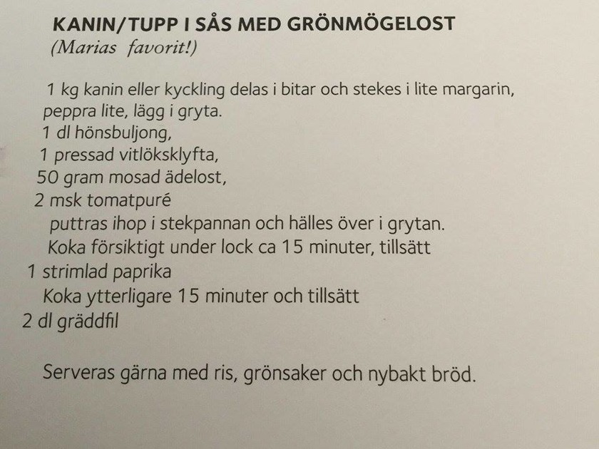 Recept från Maria Jackay Recept från Maria Jackay