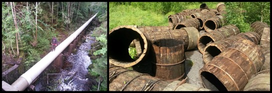 Delar av de nya rören (vänster) och några av de gamla rören (höger) Delar av de nya rören (vänster) och några av de gamla rören (höger)