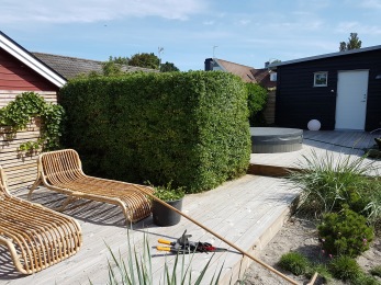 En vanlig villaträdgård förvandlades till en beachgarden i vejbystrand sommaren 2016 En vanlig villaträdgård förvandlades till en beachgarden i vejbystrand sommaren 2016