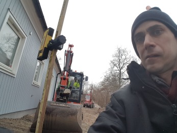 Höjdkontroll av stenläggning. Höjdkontroll av stenläggning.