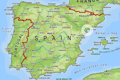 Location of Costa Daurada on the Spanish Map