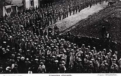 Ett vykort med tyska soldater skickat av Ivan hem till sin mor Signe 