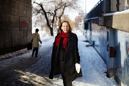 Talskrivare i snö. Foto: Linda Forsell för Språktidningen nr 4, 2010. Talskrivare i snö. Foto: Linda Forsell för Språktidningen nr 4, 2010.