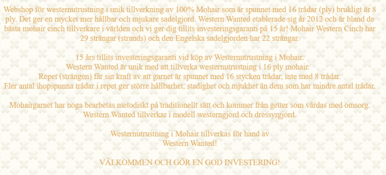 Westernutrustning i Mohair