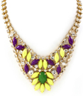 Crispy necklace - gnistrande halsband med gula & lila stenar 