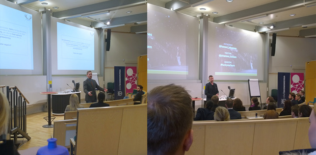 Viktor Nehag och Johannes Hansen under fredagens föreläsningar. Viktor Nehag och Johannes Hansen under fredagens föreläsningar.