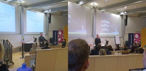 Viktor Nehag och Johannes Hansen under fredagens föreläsningar. Viktor Nehag och Johannes Hansen under fredagens föreläsningar.