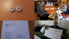 Övre till vänster: Resultatet. Övre till höger: Selånger Bandys lotteriansvarige Peter Norberg och lotterikontrollant Börje Bergström. Nedre till vänster: Vinstlistan. Nedre till höger: Vinnaren Håkan Eriksson Övre till vänster: Resultatet. Övre till höger: Selånger Bandys lotteriansvarige Peter Norberg och lotterikontrollant Börje Bergström. Nedre till vänster: Vinstlistan. Nedre till höger: Vinnaren Håkan Eriksson