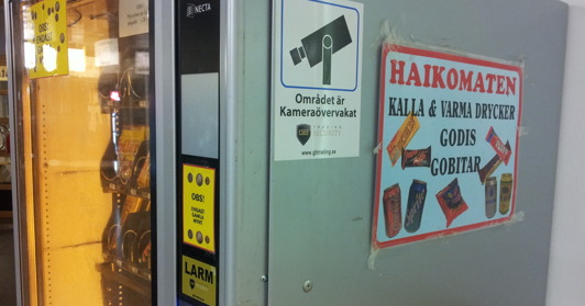 Haikomaten, en av flera möjligheter till förtäring denna afton. Haikomaten, en av flera möjligheter till förtäring denna afton.