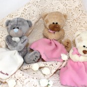 Nalle med filt,  Beige