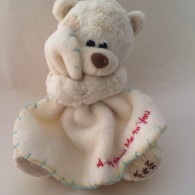 Nalle med filt,  Ljust beige