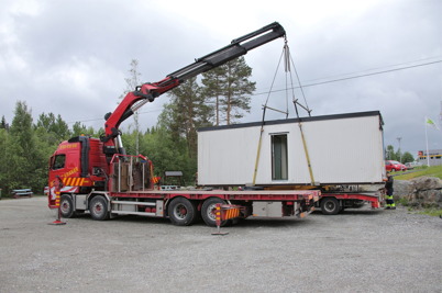 4 juni 2014 - lastning av byggmodul för vidare transport till Sunne.