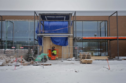8 januari 2016 - Här byggs entrén till nya RUSTA butiken.