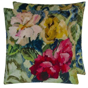 Designers Guild Kudde TAPESTRY FLOWER VINTAGE GREEN VELVET 55x55 CCDG1276 (2-PACK) - 2-pack Kuddar med rabatt