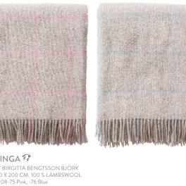 Klippans Yllefabrik VINGA BY BIRGITTA BENGTSSON BJÖRK 130 X 200 CM. 100 % LAMBSWOOL 2008-75 Pink, -76 Blue