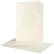 Passepartoutkort med kuvert (A6) Off-white, Oval 10 set
