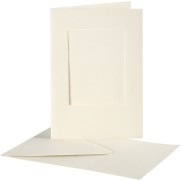 Passepartoutkort med kuvert (A6) Off-white, Rektangel 10 set