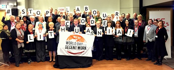 The NFS Conference takes a stand for Labour Rights in Lithuania on the World Day for Decent Work 7th of October 2016 in Tallinn. The NFS Conference takes a stand for Labour Rights in Lithuania on the World Day for Decent Work 7th of October 2016 in Tallinn.