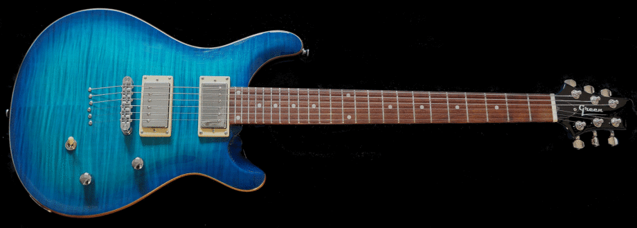 Flame Maple top in Ocean Blue color Flame Maple top in Ocean Blue color