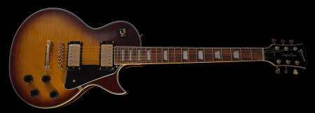 Gold Chrome hardware, black plastic, trapezoid inlays