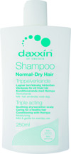 daxxin, sjampo, normalt for tørt hår, flass, sensitiv hodebunn, tørr hodebunn, hårpleie,