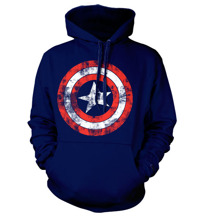 Captain America Distressed Shield Hoodie (Navy)
