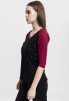 Urban Classics: Ladies 3/4 Contrast Raglan Tee - black/burgundy (XL)