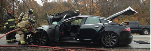 Tesla Model S varningssystem fungerar och ser till att passagerarna tryggt kan lämna ett skata fordon Tesla Model S varningssystem fungerar och ser till att passagerarna tryggt kan lämna ett skata fordon