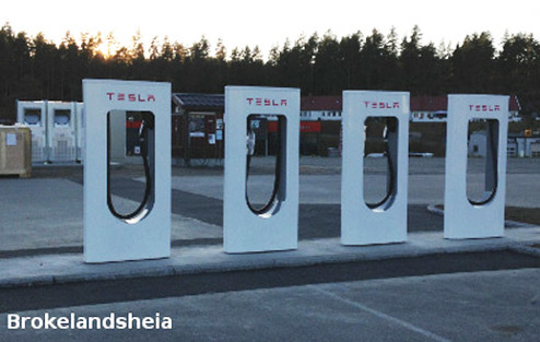 Några av de norska Superchargers (Bild: elbil.no) Några av de norska Superchargers (Bild: elbil.no)