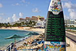Arrival board at Maho Beach, Sint Maarten