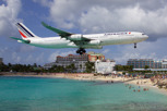 Air France Airbus A340-300 on final approach over Maho Beach, Sint Maarten