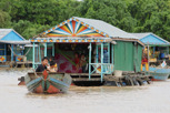 House moving in the floating village at Chong Kneas, Tonlé Sap Lake