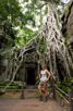Lara Croft at the Tomb Raider tree, Ta Prohm