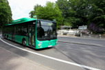 Local bus in front of the Sofia fountain, Helsingborg