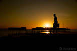 The statue of Henrik Larsson at sunset, Helsingborg
