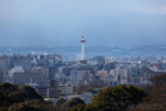 Kyoto Tower and downtown overview