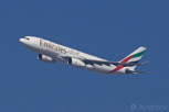 Emirates Airbus A330-200 climbs away after departure from Dubai International