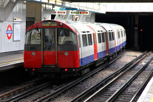Underground traina t Hammersmith station, London