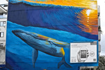 Beautiful street art of a humpback whale in Papeete, Tahiti