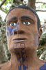 Closeup of the native pineapple man scultpure, Moorea